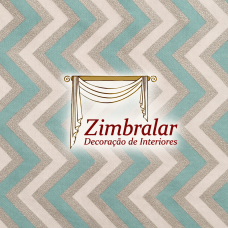 Tecido Loneta Zig Zag Cinzento Brilhante Branco Azul Agua